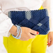 Handmade Macramé Clutch Navy and Dusty Blue