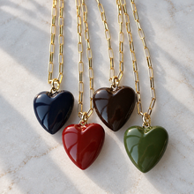 Wander Enamel Heart Medallion Necklace: Espresso / 18 inch