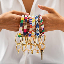 INK + ALLOY Chloe Chevron Stripe Key Ring Blue