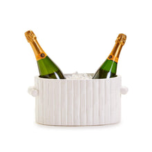 Two's Company Faux Bamboo Oval Centerpiece Ceramic  White