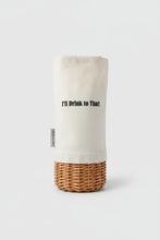 Picnic Time Malbec Insulated Canvas and Willow Wine Basket (Beige) - I'll Drink to That!