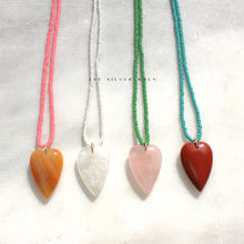 The Silver Wren Necklace Stone Heart Various Colors