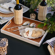 Kassatex Large White Rectangle Tray with Bamboo