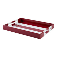Addison Ross Large Ottoman Burgundy Striped Tray 22" x 16"