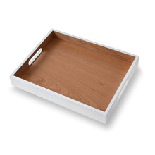Kassatex Large White Rectangle Tray with Bamboo