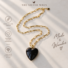 Wander Enamel Heart Medallion Necklace: Olive / 18 inch